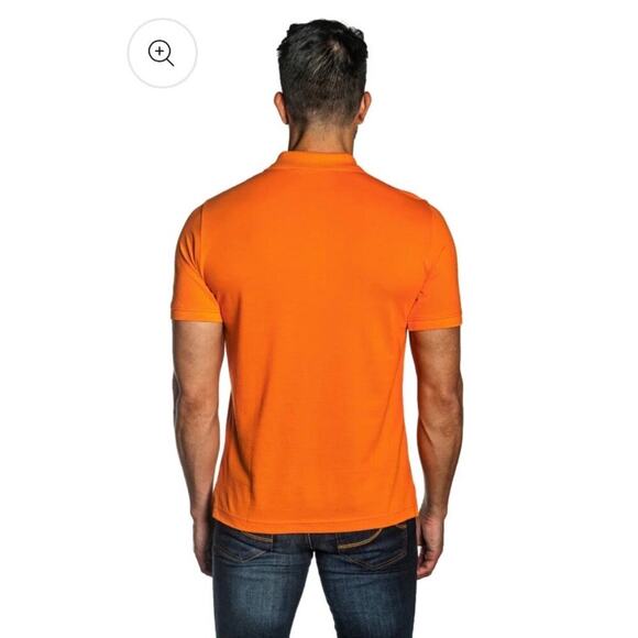 Jared Lang Neon Orange Men's Size Large 100% Pima Cotton Polo Shirt Short Sleeve - Picture 8 of 8